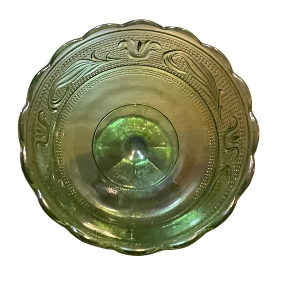 Vintage EO Brody Co USA Green Glass Candy Dish Compote M6000 Mid-century modern - Picture 3 of 5